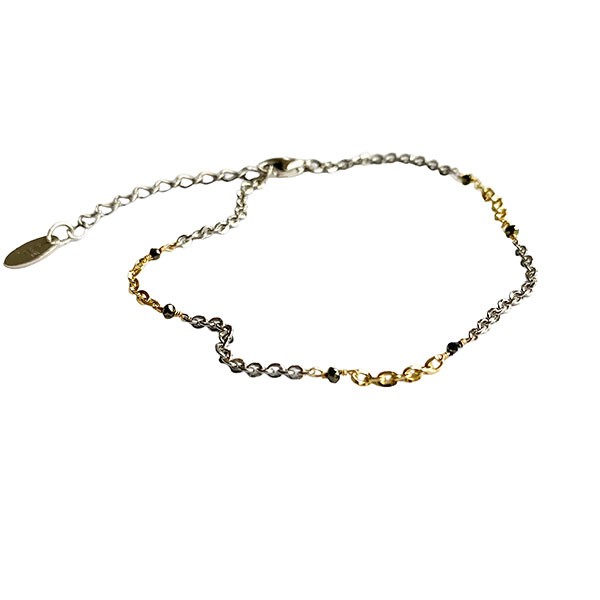 Bracelet & Necklace 925/585 - Rhodium & Black Diamonds 18+4cm, von San - Links of Joy