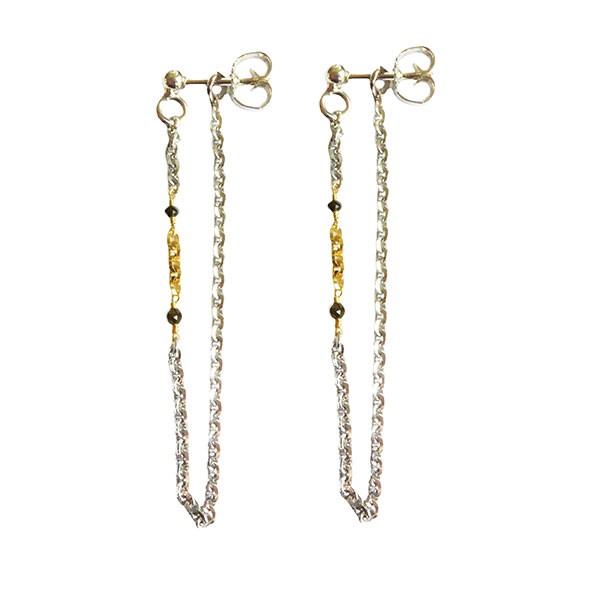 Earrings 925/585 -Rhodium & Black Diamonds Pr.par, von San - Links of Joy
