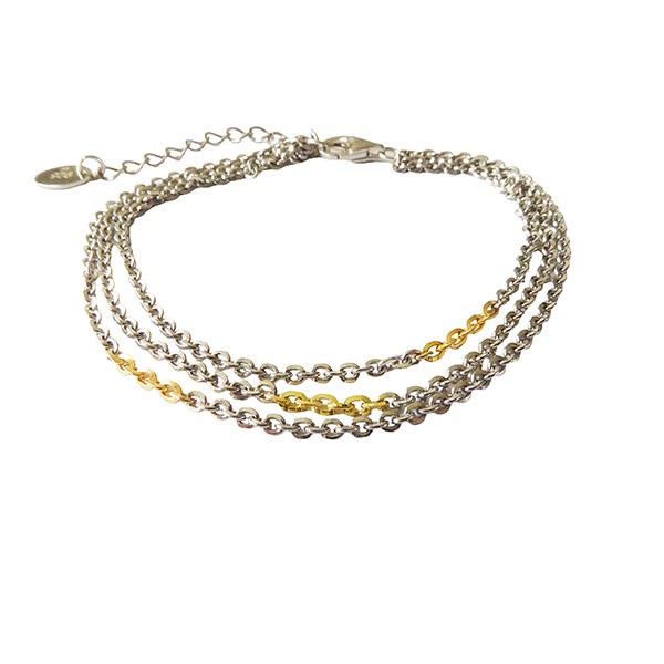 Bracelet & Necklace 925/585 -Rhodium 18+4cm, von San - Links of Joy