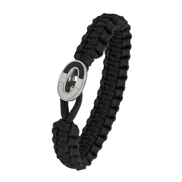 FSTS sort armbånd m sølv lås 08, von Aagaard