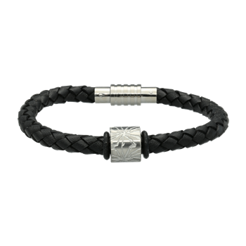 MENS sort armbånd med charm, von Aagaard