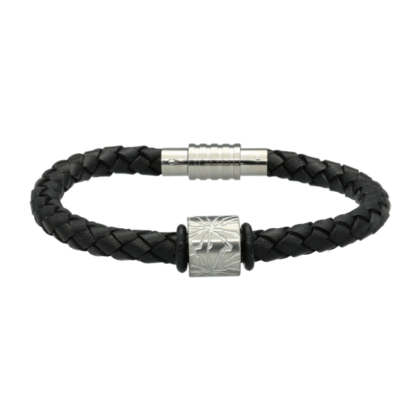 MENS sort armbånd med charm, von Aagaard