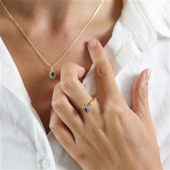 Ring, 8k, Safir/Diamanter, von Aagaard