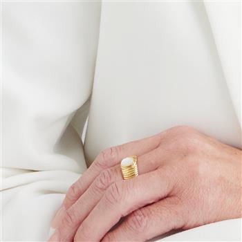 Ring, Perlemor, forg sølv, von Aagaard