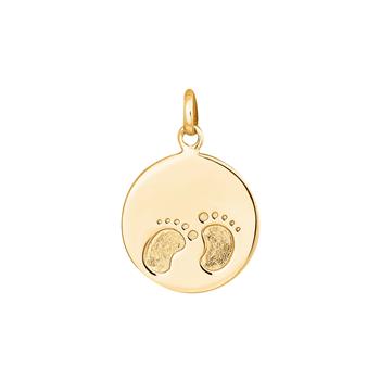 8kt. guldvedhæng rund plade m/fødder, von Siersbøl