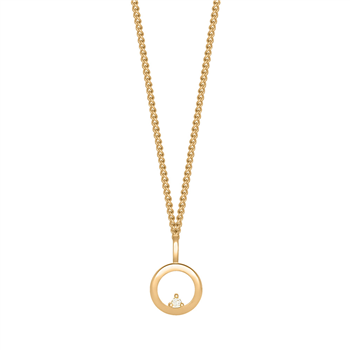 14kt. cirkel vedhæng m/ 0,02ct w/si incl. fg.kæde, von Siersbøl