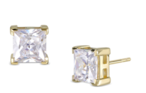 Ørestik sølvforgyldt firkantet zirkonia 6x6 mm, von L&G