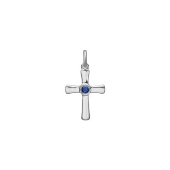 Siersbøl Rhd. Silberkreuz mit synthetischem Saphir 18 mm
