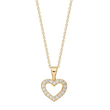 8kt. guldvedhæng hjerte  m/cz inkl. forg. kæde, von Siersbøl