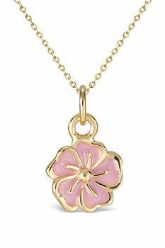 Vedh. sølv forg. blomst rosa m/kæde, von L&G