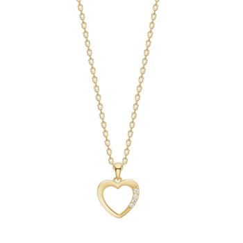 14kt. guldvedhæng hjerte m.0,018ct W/SI inkl. forg. kæde, von Siersbøl