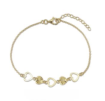 Armbånd sølv forgyldt hjerter, von L&G
