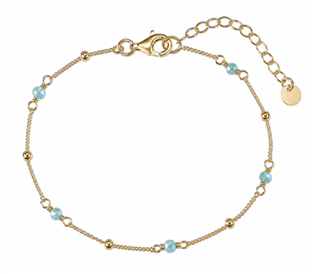Armbånd sølv forgyldt grøn aqua marine, von L&G
