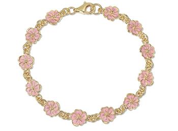 Armb. sølv forgyldt blomst rosa, von L&G