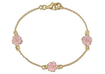 Armb. sølv forgyldt blomst rosa, von L&G