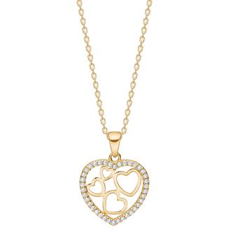 8kt. guldvedhæng hjerte m. cz inkl. forg. kæde, von Siersbøl