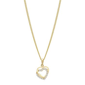 8kt. guldvedhæng dobbelt hjerte m/cz inkl. forg., von Siersbøl