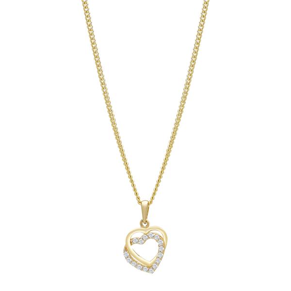 8kt. guldvedhæng dobbelt hjerte m/cz inkl. forg., von Siersbøl