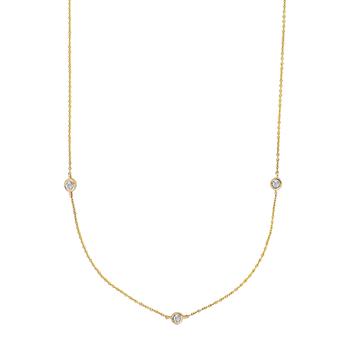 14kt. guldhalskæde m/3 x dia. 0.01ct W/SI, von Siersbøl