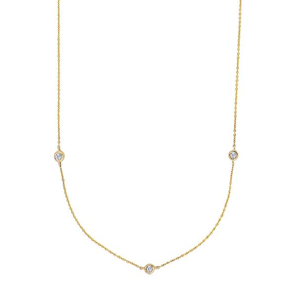 14kt. guldhalskæde m/3 x dia. 0.01ct W/SI, von Siersbøl