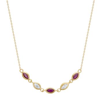 8kt. guldhalskæde m. synt. rubin og cz, von Siersbøl