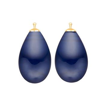 Bøhmisk kvartsglas dråbe farve84 m/fg sølv - par, von Heinzendorff