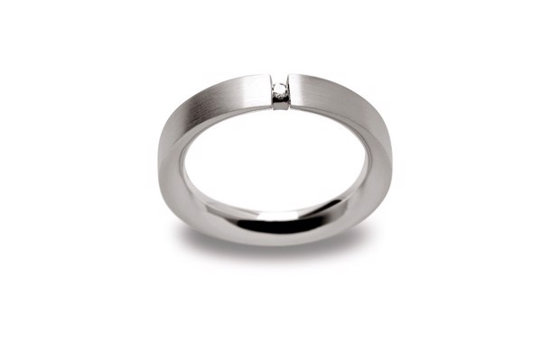 925/- Ring mat, brillant 0,02ct W-SI, von Bastian Inverun