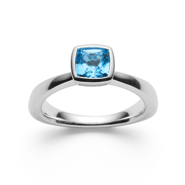 925/- Ringblank, blå topas 1,15ct, von Bastian Inverun