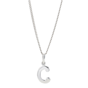 Rhod. sølvbogstav C 12mm inkl. kæde , von Siersbøl