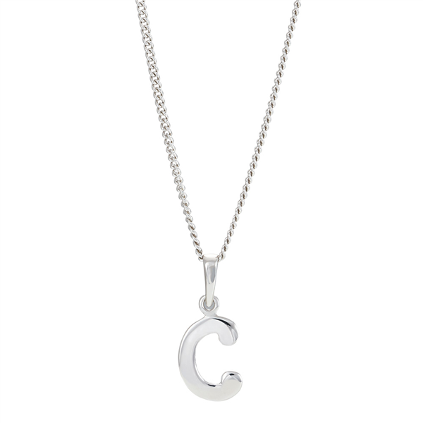 Rhod. sølvbogstav C 12mm inkl. kæde , von Siersbøl