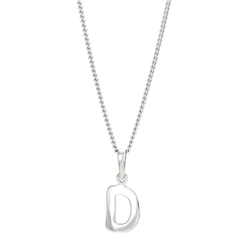 Rhod. sølvbogstav D 12mm  inkl. kæde , von Siersbøl