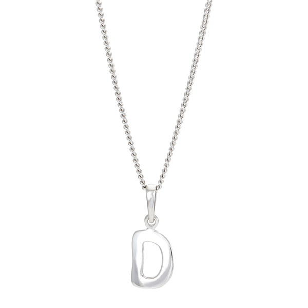 Rhod. sølvbogstav D 12mm  inkl. kæde , von Siersbøl
