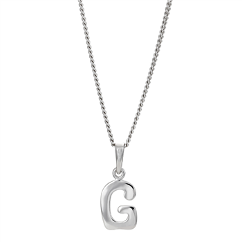 Rhod. sølvbogstav G 12mm inkl. kæde , von Siersbøl