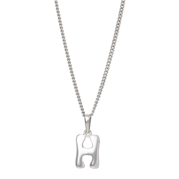 Rhod. sølvbogstav H 12mm inkl. kæde , von Siersbøl