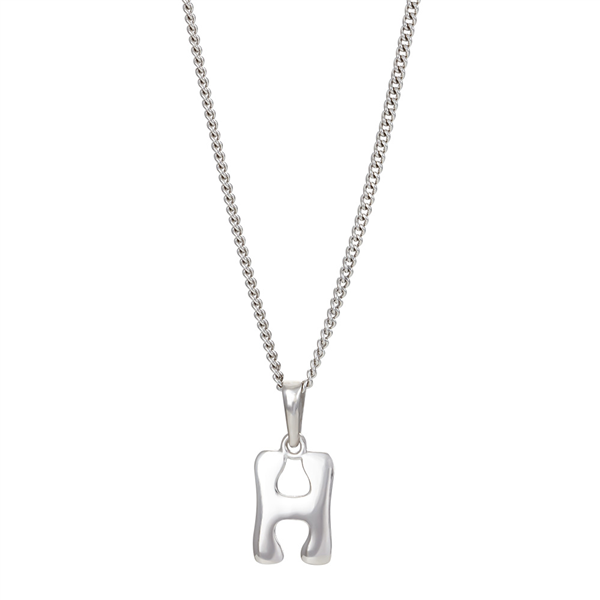 Rhod. sølvbogstav H 12mm inkl. kæde , von Siersbøl