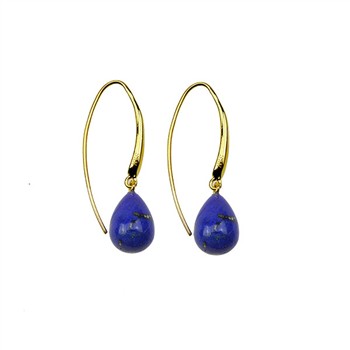 Øreringe - Forgyldt med Lapis 12x8mm Forgyldt pr.par, von San - Links of Joy