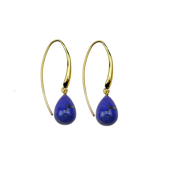 Øreringe - Forgyldt med Lapis 12x8mm Forgyldt pr.par, von San - Links of Joy