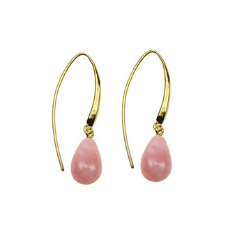 Øreringe - Forgyldt med Pink opal 12x8mm Forgyldt pr.par, von San - Links of Joy