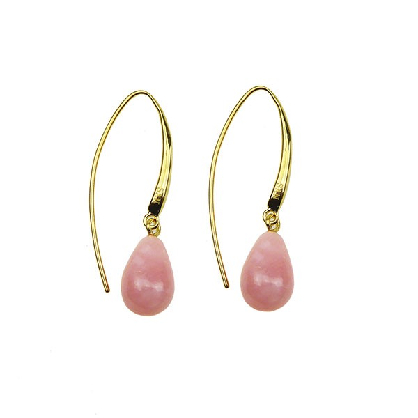 Øreringe - Forgyldt med Pink opal 12x8mm Forgyldt pr.par, von San - Links of Joy