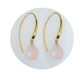 Øreringe - Forgyldt med Rosa kvarts 12x8mm Forgyldt pr.par, von San - Links of Joy