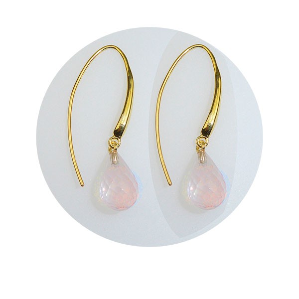 Øreringe - Forgyldt med Rosa kvarts 12x8mm Forgyldt pr.par, von San - Links of Joy