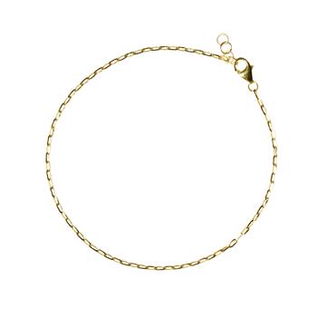 Feines Kettenarmband mit länglichen Gliedern, Hummerverschluss und zwei Verlängerungsringen.