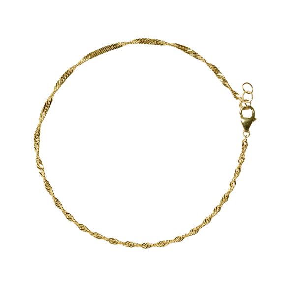 Gedrehtes Armband in Goldoptik mit geflochtenem Muster und Karabinerverschluss.