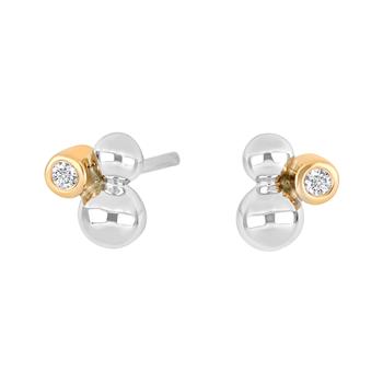 Sølv rhodineret ørestik m. 0.04ct W/SI+14kt, von Siersbøl