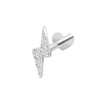 Rhd. sølv Labret-piercing m CZ  lyn PIERCE52, von Nordahl