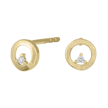 14kt. cirkel ørestik m/ 0,02 ct w/si, von Siersbøl