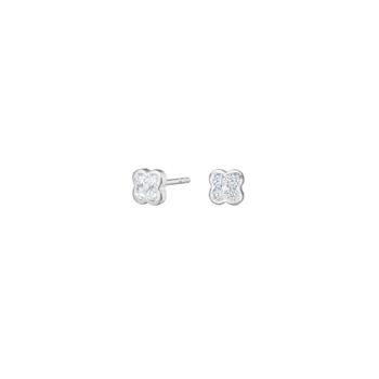 Rhd. sølvørestikker blomst lille m. hvid cz, von Noa Kids
