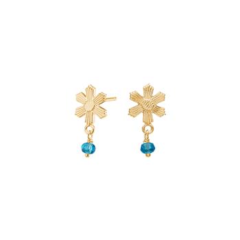 Forgyldt sølv ørestikker aqua blomst BRODERIE52, von Nordahl