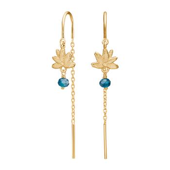 Forgyldt sølv ørehængere blå blomst BRODERIE52, von Nordahl