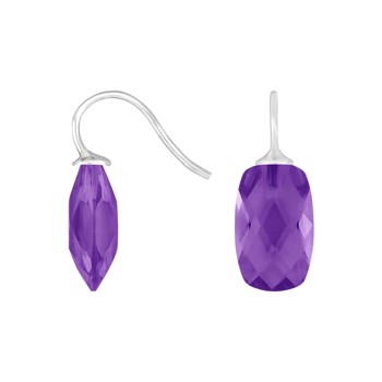 Ohrhaken mit violettem Quarzglas, rhodiniertes Silber - Heizendorff